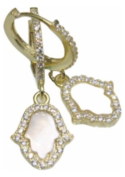 Kadın Fatma Ana Sedefli Gümüş Küpe 925 Ayar