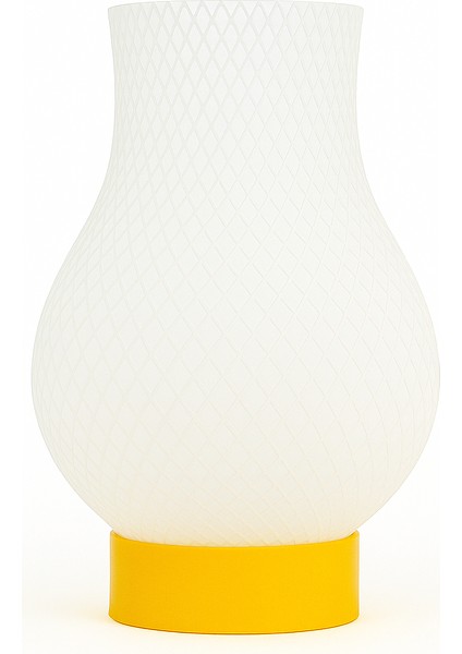 Modern Çizgili Dekoratif Masa Lambası Sarı – Pla Çevre Dostu Gece Lambası | E27 Duy, Kablolu, Masa Üstü Aydınlatma