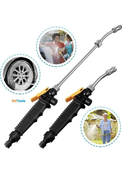 Zhltools Bahçe Sulama Araç Oto Yıkama Temizlik Tazyikli Su Püskürtme Basınçlı Hortum Ucu Aparatı