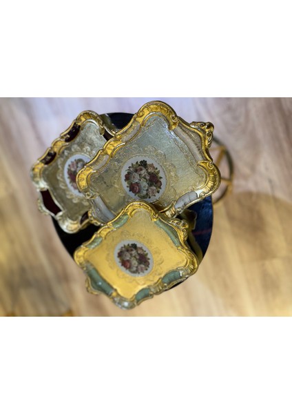 Esterhomedecor 3'lü Tek Kişilik Orijinal Gül Ağacı Sunım Tepsisi