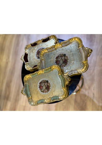 Esterhomedecor 3'lü Tek Kişilik Orijinal Gül Ağacı Sunım Tepsisi modelleri