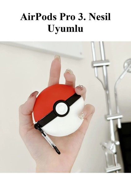 Airpods Pro 3. Nesil Uyumlu Sevimli Poke Topu Pokemon Figürlü Darbe Önleyici Kulaklık Koruma Kılıfı