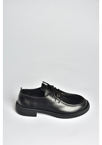 V944085603 Siyah Hakiki Deri Bağcıklı Günlük Kadın Ayakkabı indirimleri