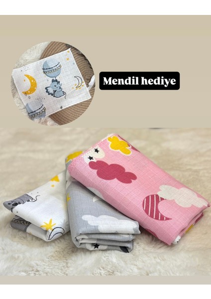 3’lü 80X80 %100 Pamuk Müslin Bebek Örtüsü Seti + Hediye Ağız Mendili | Nefes Alan Yumuşak Battaniye