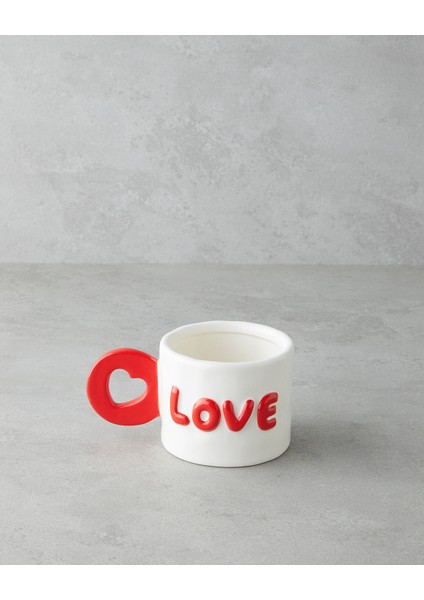 Love More Stoneware Kupa 400 ml Pembe