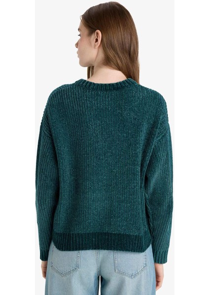 Regular Fit Bisiklet Yaka Şönil Kazak C6227AX25CW