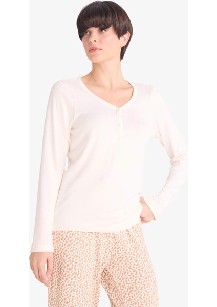 Pijama Takımı Regular Fit Uzun Kollu Üst Desenli Uzun Alt-Fall in Love G1190AX25AU modelleri