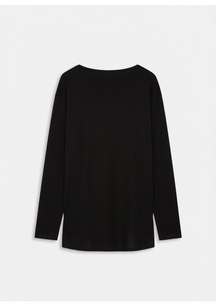 Uzun Kollu V Yaka Siyah Sweatshırt