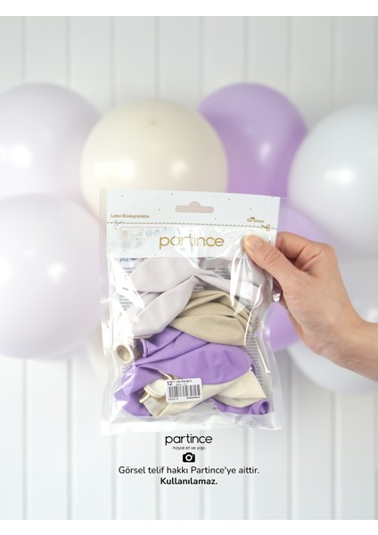 12 Adet Standart Boy 12'' Lila Karışım Balon