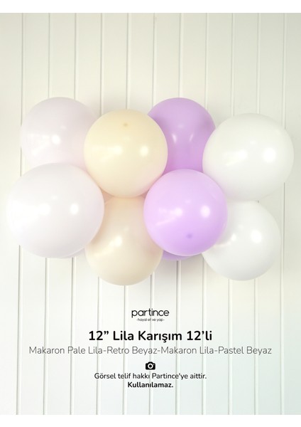 12 Adet Standart Boy 12'' Lila Karışım Balon fırsatları