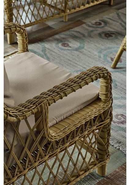 Rattan Edra Bahçe Mobilyası 3+1+1+Camlı Masa Gri- Kemik- Cappucino - B&n Garden fiyatları