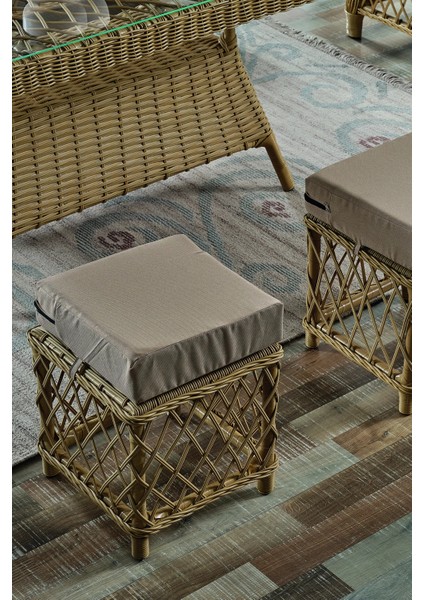 Rattan Edra Bahçe Mobilyası 3+1+1+Camlı Masa Gri- Kemik- Cappucino - B&n Garden