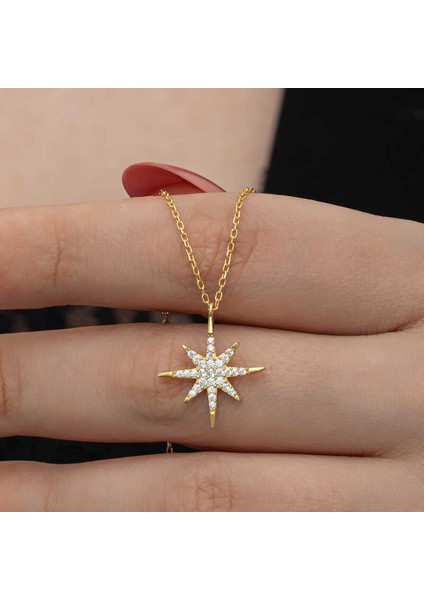 Gümüş Gold Kutup Yıldızı Kadın Kolye