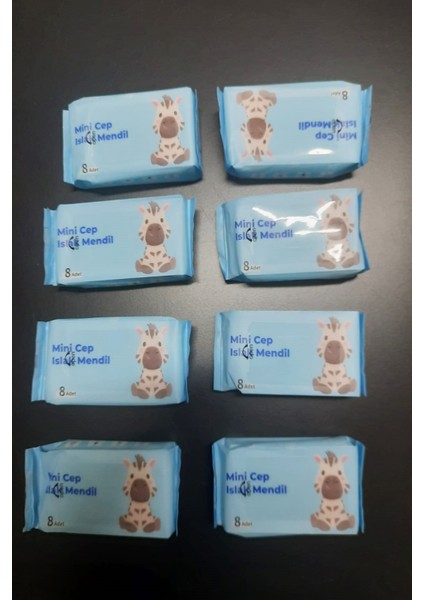 8 Paket Çanta Tipi Taşınabilir Mini Cep Tipi Islak Mendil (8 Adet x 8 Paket)