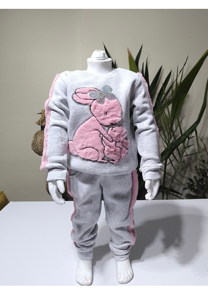 Kız Çocuk Peluş Detaylı Kabartmalı Kalın Takım Cepli %100 Pamuk fiyatları