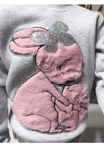 Kız Çocuk Peluş Detaylı Kabartmalı Kalın Takım Cepli %100 Pamuk modelleri