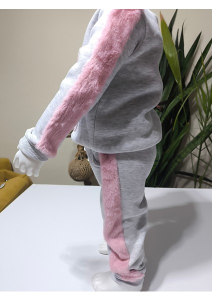 Kız Çocuk Peluş Detaylı Kabartmalı Kalın Takım Cepli %100 Pamuk fırsatları