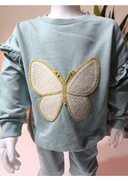 Kız Çocuk Alt Üst Takım Kolu Fırfırlı El Nakışı Kabartma Çiçek %100 Pamuk modelleri