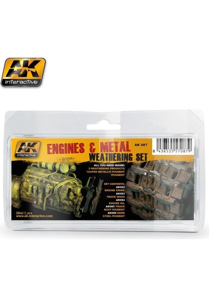 Ak 087 5X35 Ml. Motor ve Metal Efektleri, Enamel Model Boyası Seti