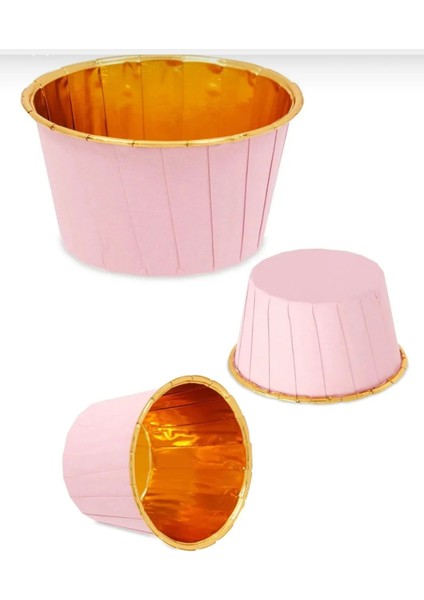 Gold Parlak Altın Metalik Pembe Muffin Kek Cupcake Kapsülü 25 Adet modelleri