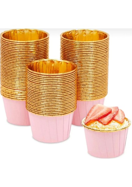 Gold Parlak Altın Metalik Pembe Muffin Kek Cupcake Kapsülü 25 Adet fırsatları
