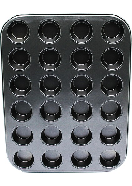 24 Gözlü Metal - Siyah Muffın Kek Kalıbı (5332)