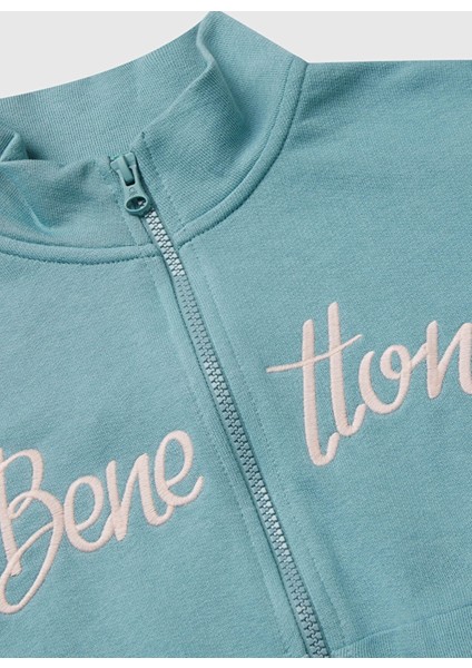 Nakışlı Kız Çocuk Gri - Yeşil Sweatshırt 3J68C505D fiyatları