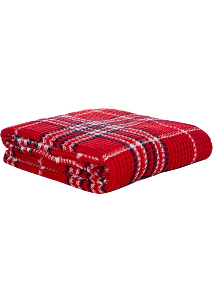 Oxford Kareli Battaniye Kırmızı 150X200