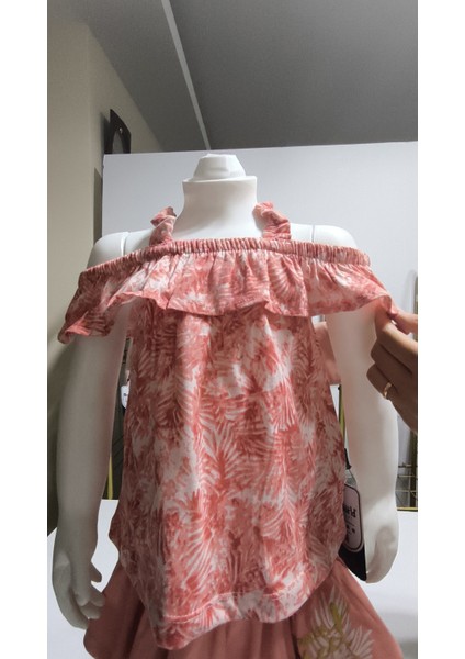 Kız Çocuk Etek-Tişört Takım, %100 Pamuk Nefes Alan, Lastikli Straplez, Tarz, Pileli fırsatları