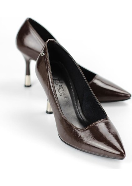 Juliet Esnek Yumuşak Kaymaz Taban (8 Cm) Kahverengi Rugan Kadın Topuklu Ayakkabı fiyatları