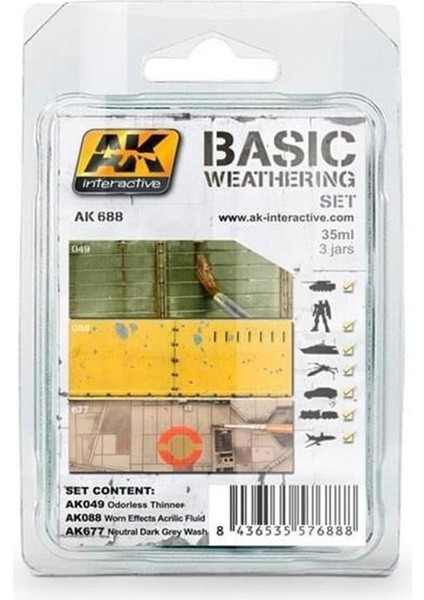 Ak 688 3X35 Ml. Standart Eskitme Efekti, Model Boyası Seti