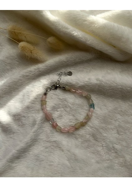 Amorf Morganit Taşı Çelik Aparatlı Bileklik