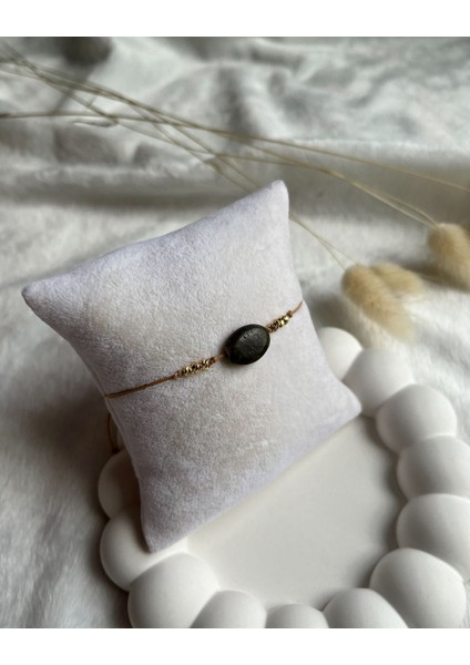 Oval Labradorit Taşı Altın Kaplama Zincir Bileklik