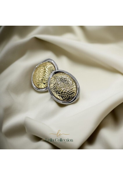 Beyaz-Altın Renkli Küpe