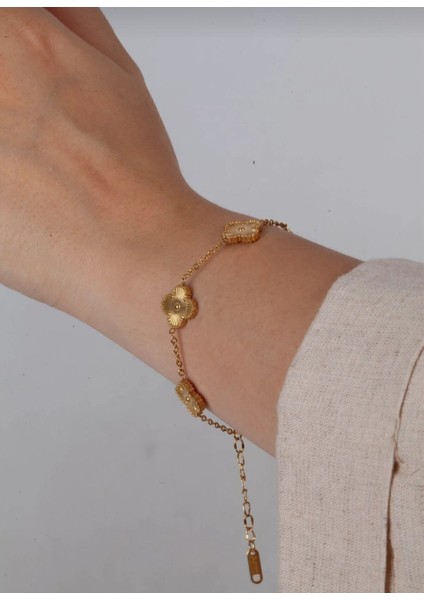 Yonca Model Kadın 316L Kararmaz Çelik Gold Kolye & Bileklik 2'li Set fırsatları