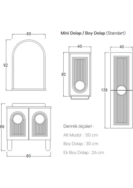 Arte Banyo Dolabı 80 cm (Boy Dolabı Dahil Değildir.) fırsatları