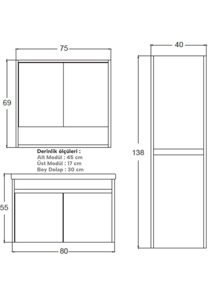 Cool Banyo Dolabı 80 cm (Boy Dolabı Dahil Değildir.) fırsatları