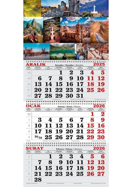 2026 Yılı Gemici Takvimi-Dünya Turistik Manzaralar