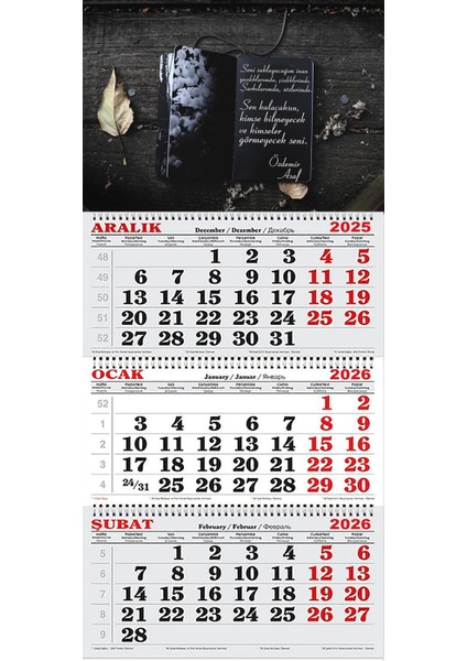 2026 Yılı Gemici Takvimi-Özdemir Asaf Seni Saklayacağım