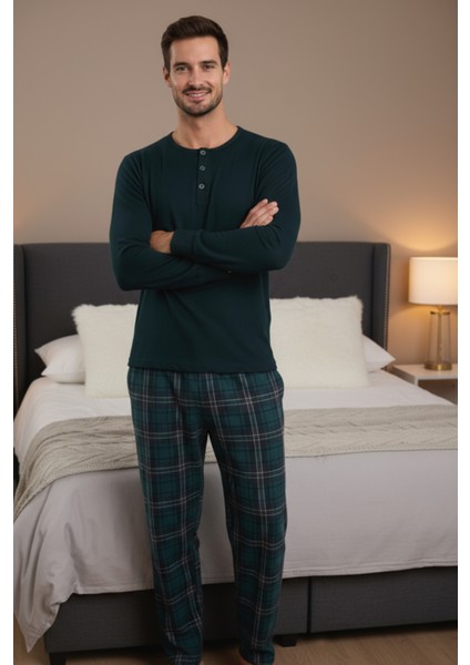 Luxury Thermal Erkek Pijama Takımı 9747 Yeşil
