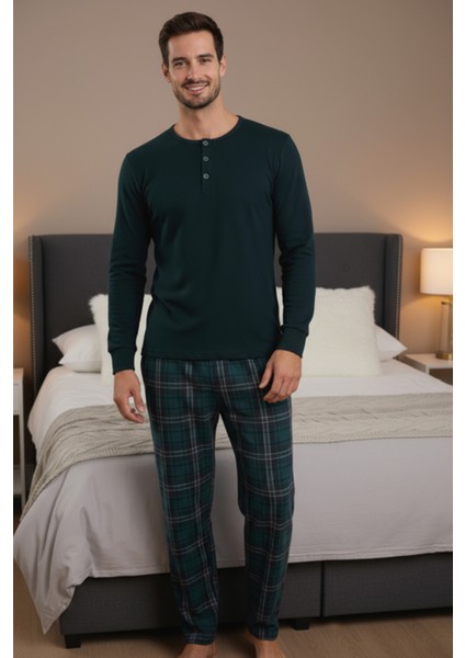 Luxury Thermal Erkek Pijama Takımı 9747 Yeşil fiyatları