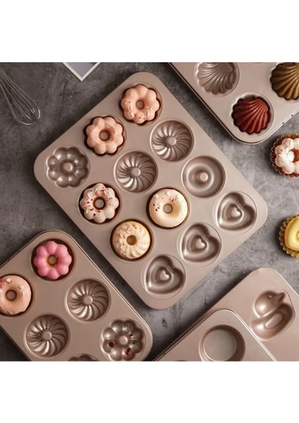 Mini Yuvarlak Kek Kalıbı, 7 Cm, Donut, Muffin, Brownies, Pasta Için, Yapışmaz Muffin Kalıbı