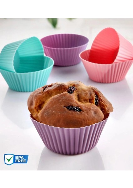 6'lı Yıkanabilir Tekrar Kullanılabilir Silikon Muffin Mini Kek Cupcake Pişirme Kalıbı fırsatları