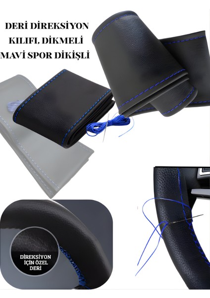 Subaru Tribeca Deri Direksiyon Kılıfı Prime Kalite, Dikmeli Mavi Spor Dikiş