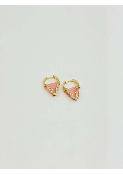 Zirkon Taşlı Deniz Kabuğu Model Altın Renk Çelik Küpe