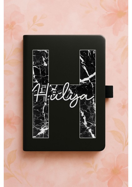 Kişiye Özel Isim Ad Yazılı Tarihsiz Mermer Uv Baskı Termo Defter - H Harfi