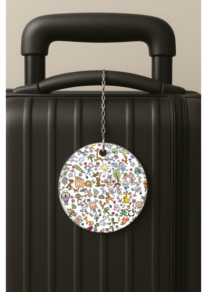 Karalama Desenli Uv Baskılı Pleksi Bavul Etiketi Seyahat Tatil Valiz Etiketi