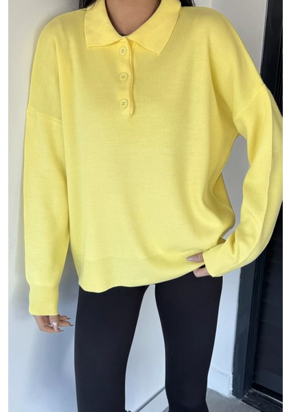 Kadın Yarım Düğmeli Triko Kazak P-00018996