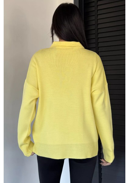 Kadın Yarım Düğmeli Triko Kazak P-00018996 fırsatları