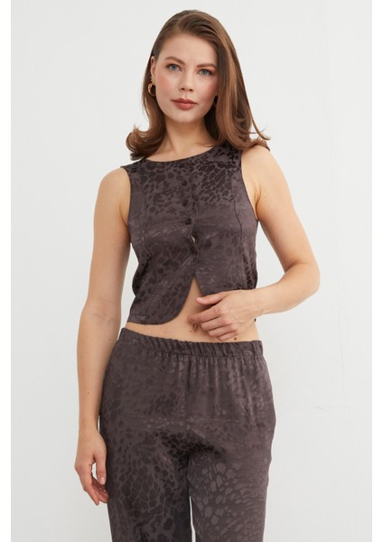 Leopar Desenli Saten Yelek Pantolon Takım fiyatları